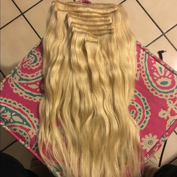 Platinum Blonde Human Hair extensions - Picture 1 of 2